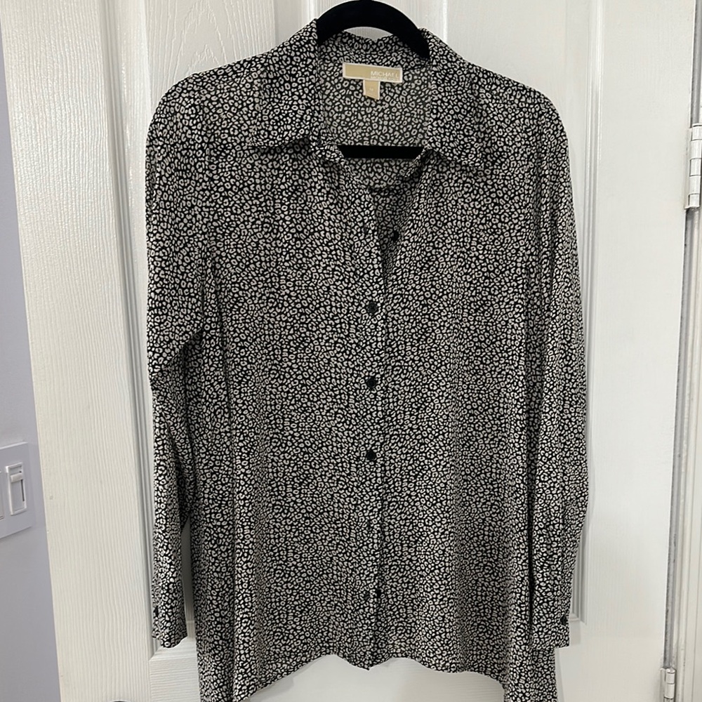 Michael Michael Kors print black and tan top
